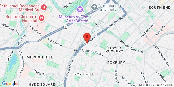 Map of 1290 Tremont St Frederica M Williams Bldg Roxbury, MA 02120