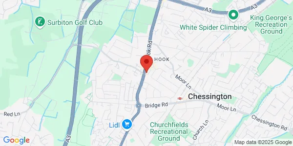 Map of 399 Hook Road Chessington KT9 1EL United Kingdom