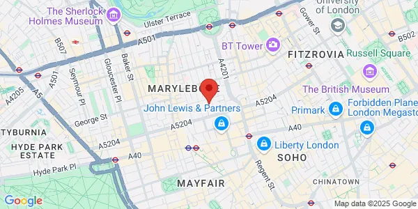 Map of 25 Harley Street London W1G 6BA United Kingdom