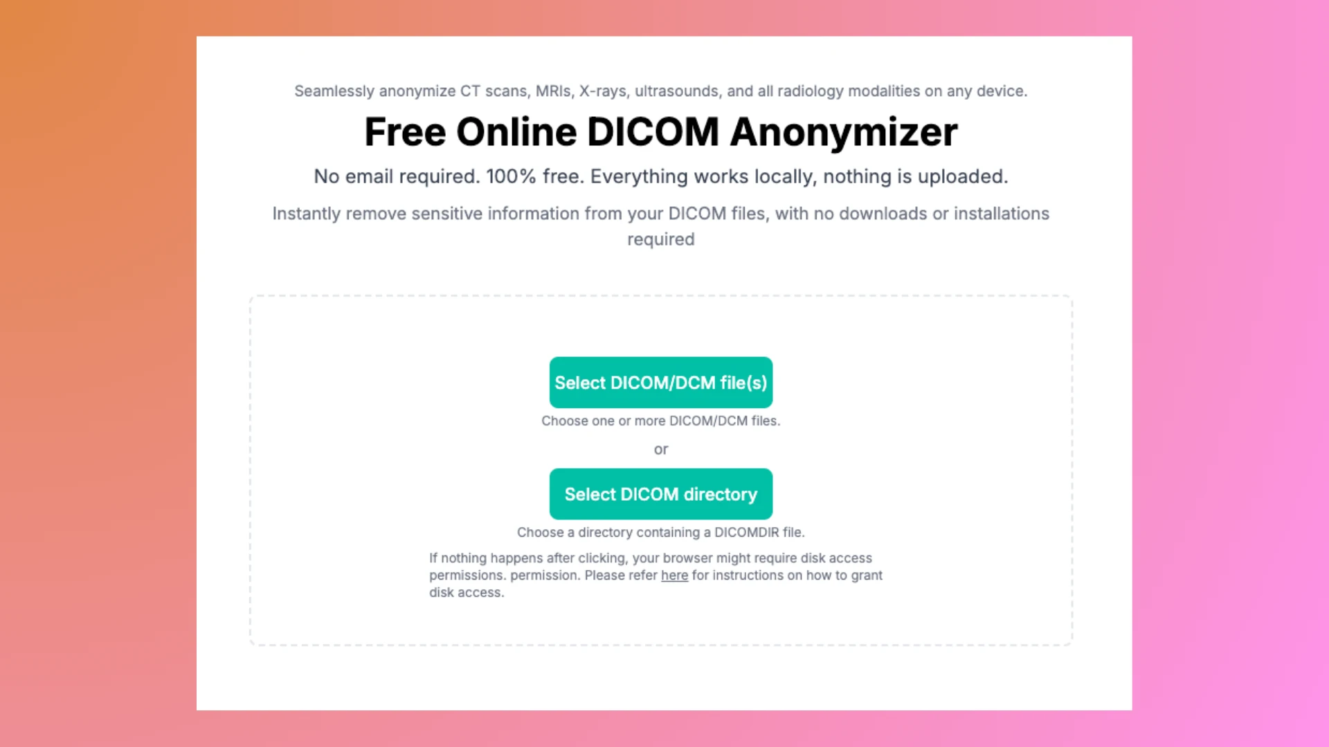 Бесплатный онлайн DICOM Анонимизатор на Windows