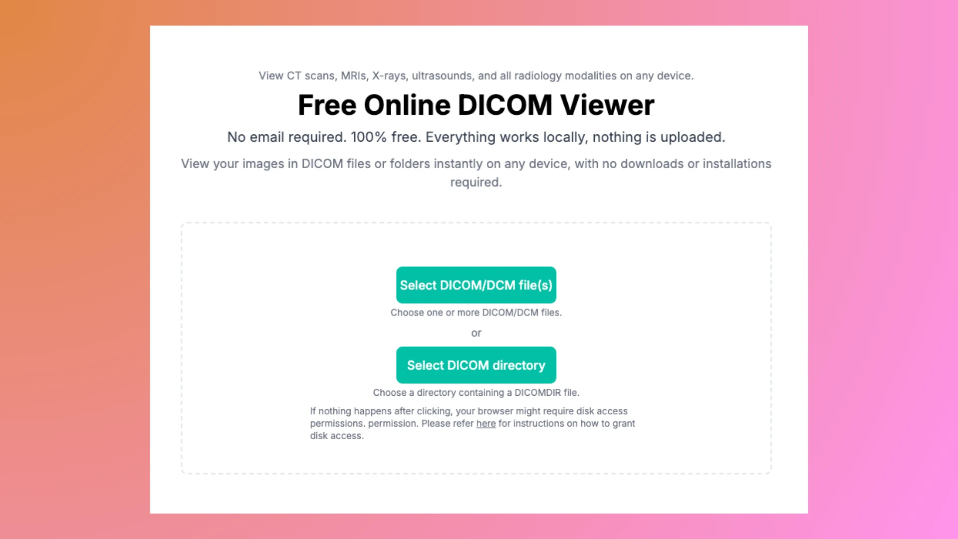 Бесплатный онлайн DICOM вьюер на Windows