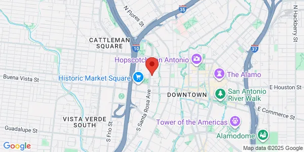 Map of 343 W Houston St San Antonio, TX 78205