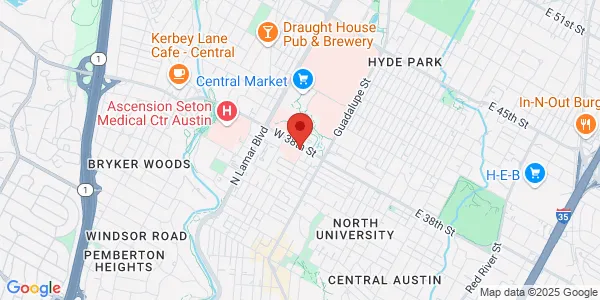 Map of 711 W 38th St Ste B-1 Austin, TX 78705