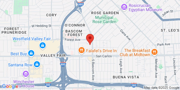 Map of 105 N Bascom Ave Ste 104 San Jose, CA 95128