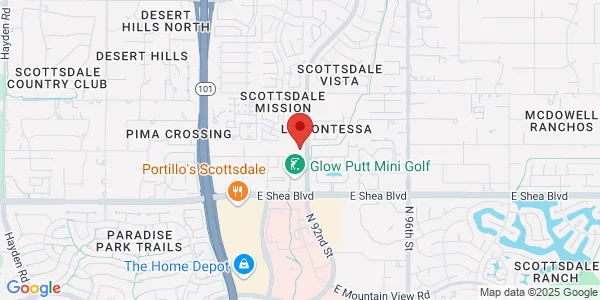 Map of 9180 E Desert Cove Ave Ste 102 Scottsdale, AZ 85260