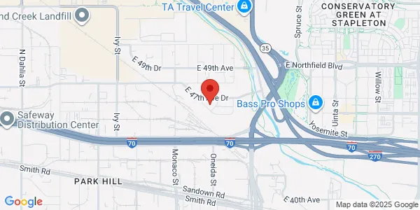 Map of 6900 E 47th Ave Dr Ste 100 Denver, CO 80216