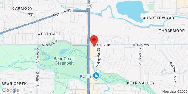 Map of 7550 W Yale Ave Ste B100 Denver, CO 80227