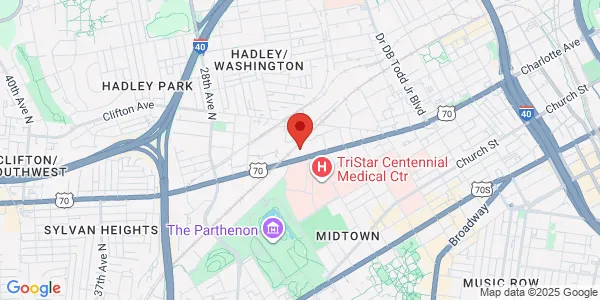 Map of 2410 Charlotte Ave Nashville, TN 37203