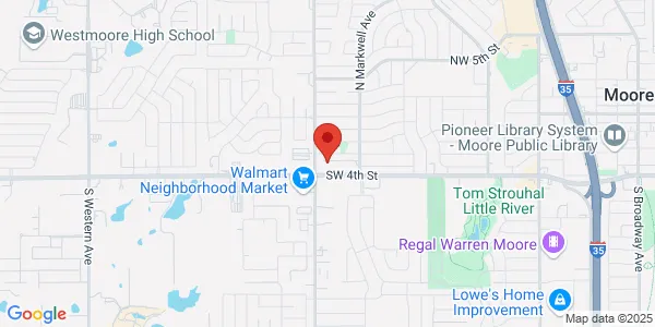 Map of 1025 SW 4th St Moore, OK 73160