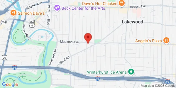Map of 16215 Madison Ave Lakewood, OH 44107