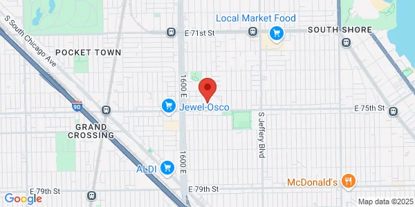 Map of 7431 S East End Ave Ste 2 Chicago, IL 60649