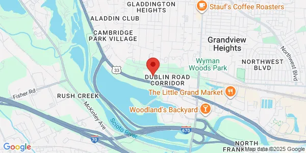 Map of 1166 Dublin Rd Ste 100 Columbus, OH 43215