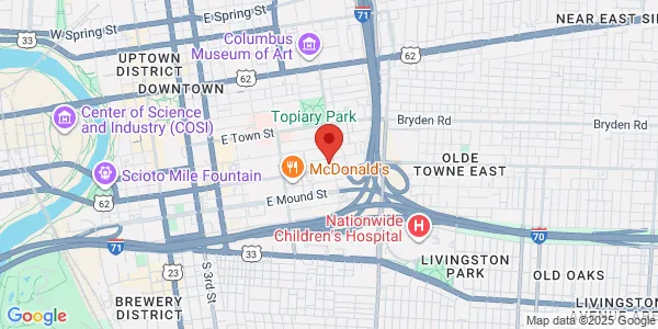 Map of 500 E Main St Fl 3 Columbus, OH 43215