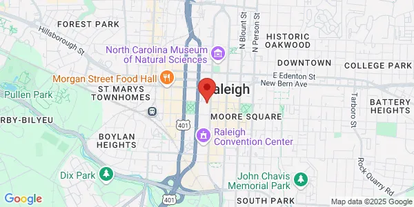 Map of 107 W Hargett St Suite 110 Raleigh, NC 27601