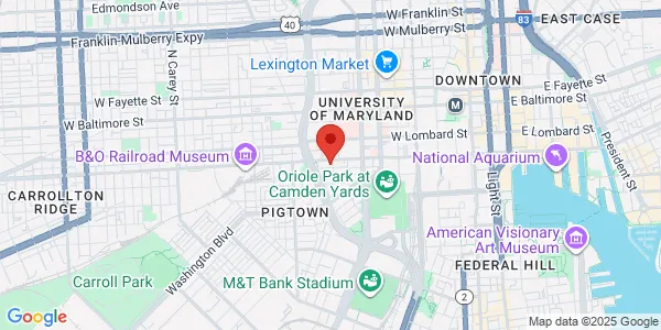 Map of 701 W Pratt St Baltimore, MD 21201