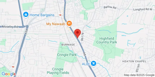 Map of 1023 Stockport Road Manchester M19 2TB United Kingdom