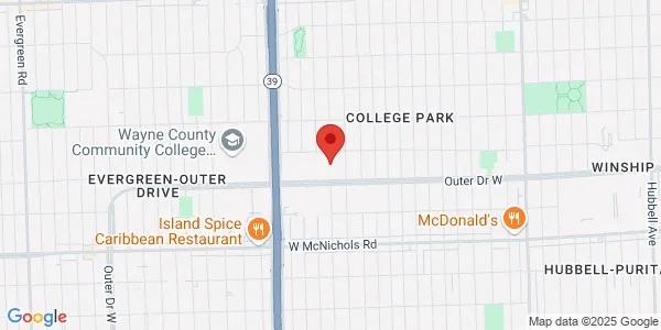 Map of 7800 W Outer Dr Detroit, MI 48235
