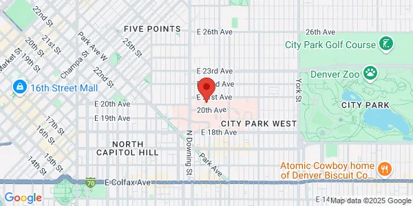 Map of 1375 E 20th Ave Denver, CO 80205