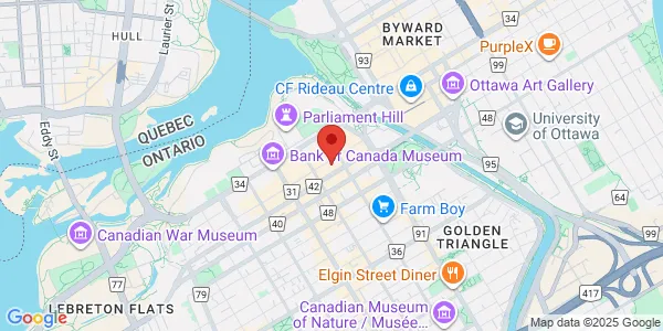 Map of 100 Queen Street Floor 9 Suit 940 World Exchange Plaza Ottawa, ON K1P 1A5 Canada