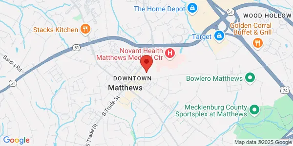 Map of 201 E Matthews St Matthews, NC 28105