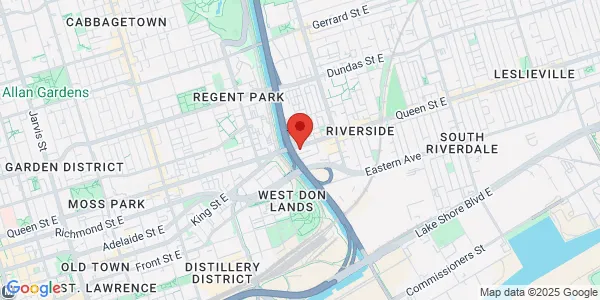 Map of 625 Queen Street E Suite 108 Toronto, ON M4M 1G7 Canada