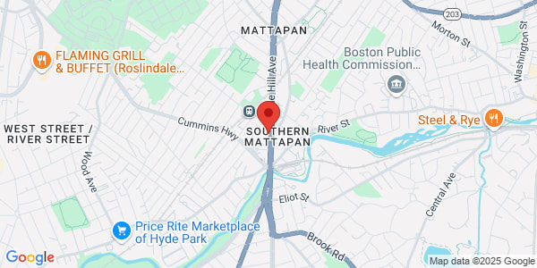Map of 1575 Blue Hill Ave Mattapan, MA 02126