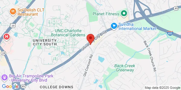 Map of 9510 University City Blvd Ste 102 Charlotte, NC 28213