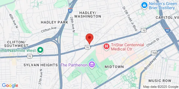 Map of 2500 Charlotte Ave Nashville, TN 37209