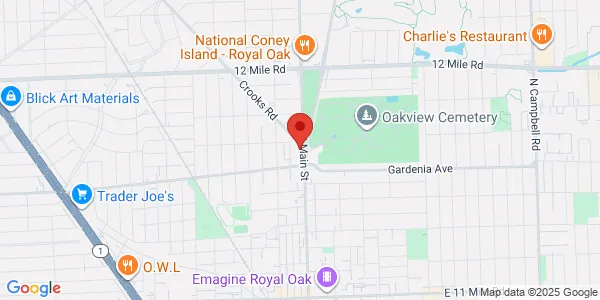 Map of 1103 N Main Street Suite E Royal Oak, MI 48067