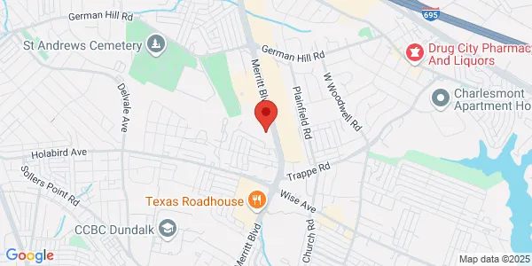 Map of 1576 Merritt Blvd Dundalk, MD 21222