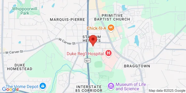 Map of 400 Crutchfield St Ste B Durham, NC 27704