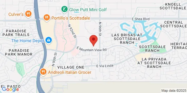 Map of 9813 N 95th St Ste 105 Scottsdale, AZ 85258