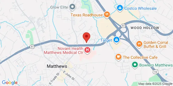 Map of 1401 Matthews Township Pkwy Ste 110 Matthews, NC 28105