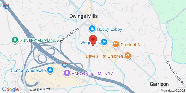 Map of 90 Painters Mill Rd Ste 202 Owings Mills, MD 21117