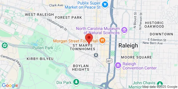 Map of 100 S Boylan Ave Raleigh, NC 27603
