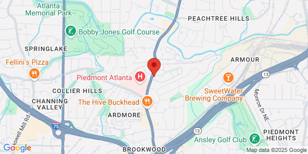 Map of 2021 Peachtree Rd Ste 100 Atlanta, GA 30309