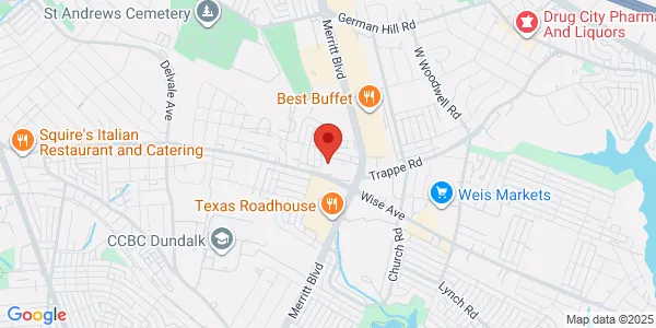Map of 7544 Holabird Ave Ste A1 Dundalk, MD 21222