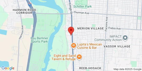 Map of 1405 S High St Columbus, OH 43207