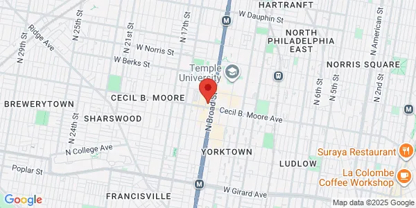 Map of 1700 N Broad St FL 4 Philadelphia, PA 19121