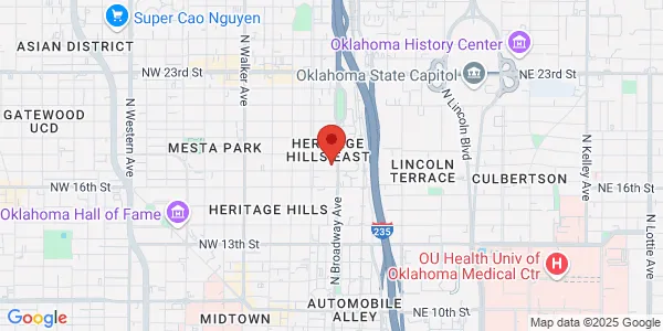 Map of 1801 N Broadway Ave Oklahoma City, OK 73103