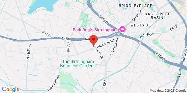 Map of The Chamberlain Clinic 81 Harborne Rd Five Ways Edgbaston Birmingham B15 3HG United Kingdom