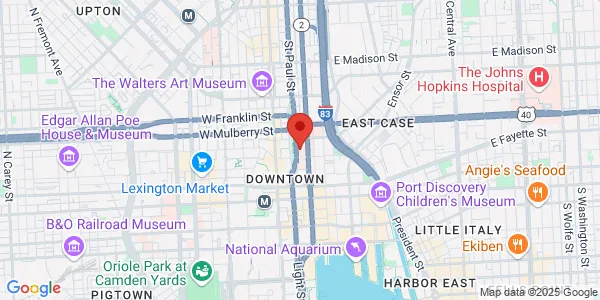 Map of 345 Saint Paul Pl Baltimore, MD 21202