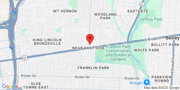Map of 1492 E Broad St Columbus, OH 43205