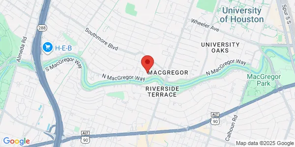 Map of 3601 N MacGregor Way Houston, TX 77004