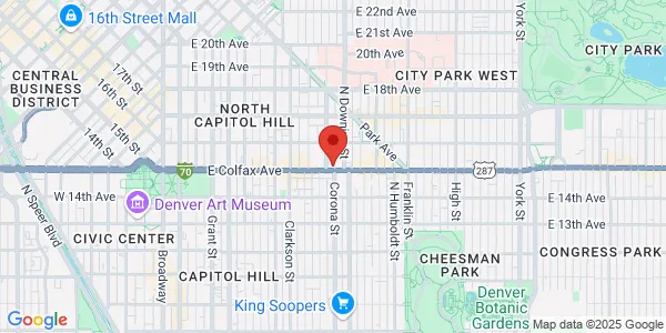 Map of 1007 E Colfax Ave Denver, CO 80218