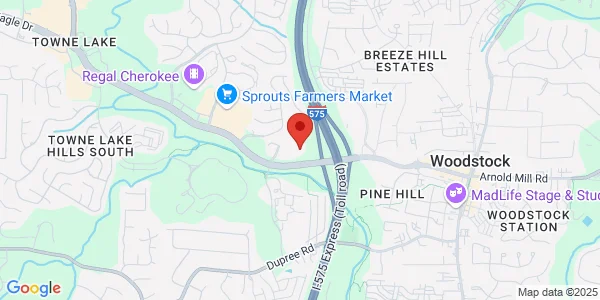 Map of 900 Towne Lake Pkwy Ste 100 Woodstock, GA 30189