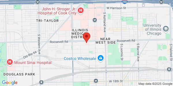Map of 1220 S Wood St Chicago, IL 60608