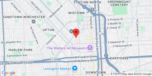 Map of 821 N Eutaw St Baltimore, MD 21201