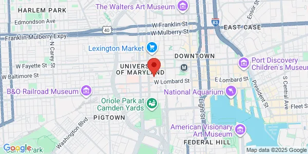 Map of 16 S Eutaw St Baltimore, MD 21201