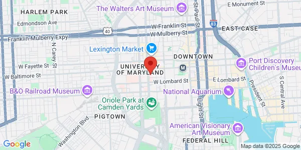 Map of 419 W Redwood St Baltimore, MD 21201